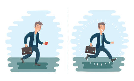 Vector illustration of cartoon cheerful man and exhausted manのイラスト素材
