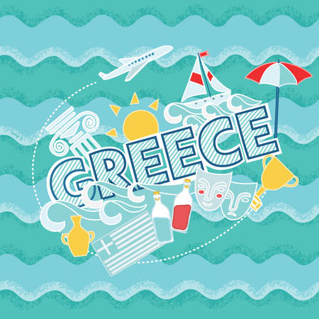 Vector hand-drawn illustration of Colorful Greece holidaysのイラスト素材