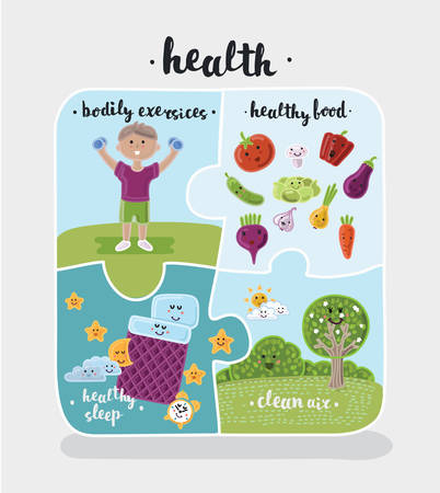 Vector illustration of puzzle of health conept. Part of healthのイラスト素材