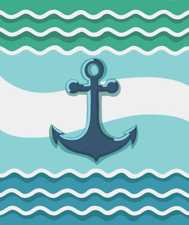Vector card of illustration of anchor and wavesのイラスト素材