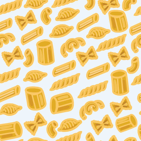Vector seamless pattern of different kind of pasta. Good backgroundのイラスト素材