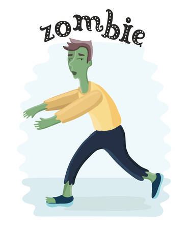 Vector funny illustration of walking cartoon zombie dead man.のイラスト素材