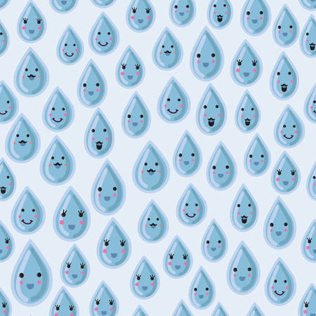 Cute and funny cartoon character smilingwater drops seamless pattern vector backgroundのイラスト素材