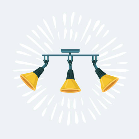 Vector cartoon illustration of three set yellow spotlight flexible lamp for selingのイラスト素材