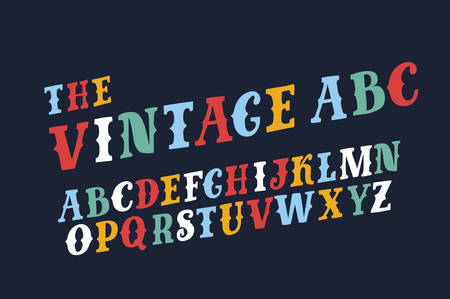 Colorful alphabet lettering illustration on black background.のイラスト素材