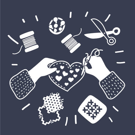 Vector cartoon illustration of Tailor related itemsのイラスト素材