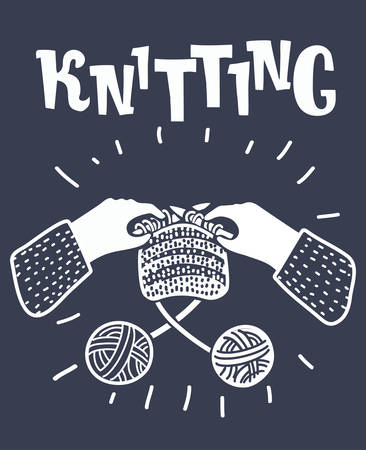 Vector cartoon illustration of knitting conceptのイラスト素材