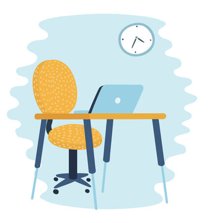 Vector cartoon illustration of Interior cabinet, the interior of the room. Table and chair.のイラスト素材