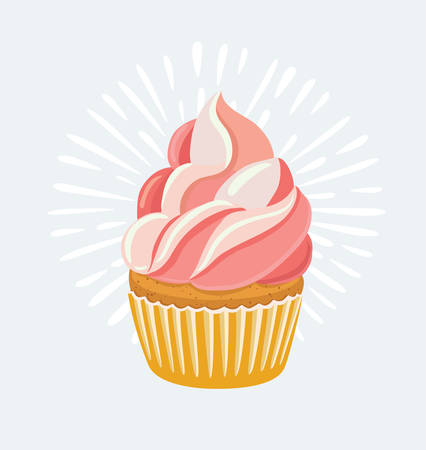 Vector cartoon illustration of strawberry cupcakeのイラスト素材