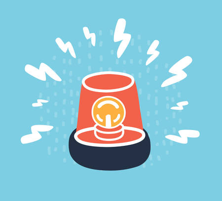 Vector cartoon illustration of Police red flasher. Alarm signal ambulance.のイラスト素材