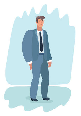 Vector cartoon illustration of sad Businessman. Broken unsuccessful concept. Upside down man in suit, frustration.のイラスト素材