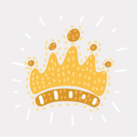 Vectro cartoon illustration of pen childlike drawing of crown. Isolated funny object on white background. Modern concept.のイラスト素材