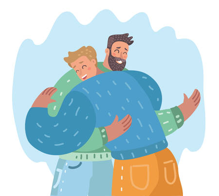 Two sexy guys embrace each other, meeting, farewell. Friends, relatives.のイラスト素材