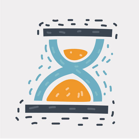 Vector cartoon illustration of Hourglass. Time passing concept for business deadline, urgency and...