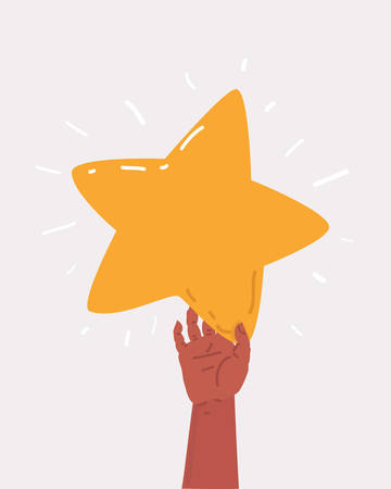 Vector cartoon illustration of hands holding gold star. Object on white background.のイラスト素材