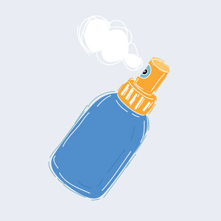 Cartoon vector illustration of hand drawn Cosmetic bottle sprayer container, aroma, air freshener. Hand drawn Dispenser on white background.のイラスト素材