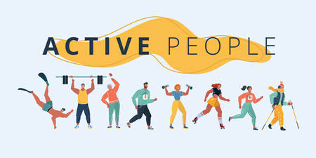 Sport people set. Man and woman. Peopleのイラスト素材