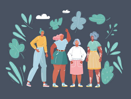 Body positive movement of woman on darkのイラスト素材