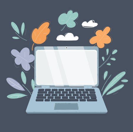 Vector illustration or laptop on dark backgroundのイラスト素材