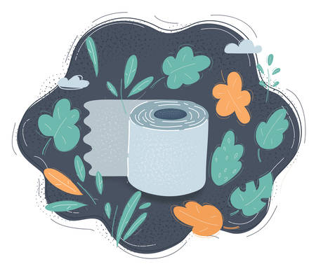 vector illustration of three rolls of toilet paper on dark background.のイラスト素材