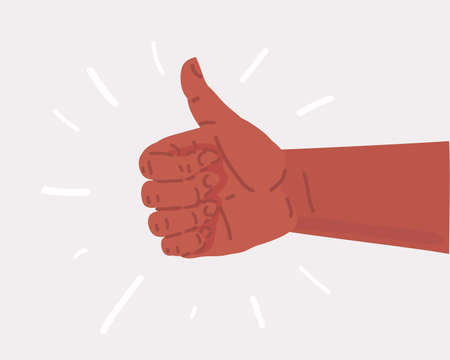 Vector cartoon of Hand Thumb Up icon flat. Object on white background. のイラスト素材