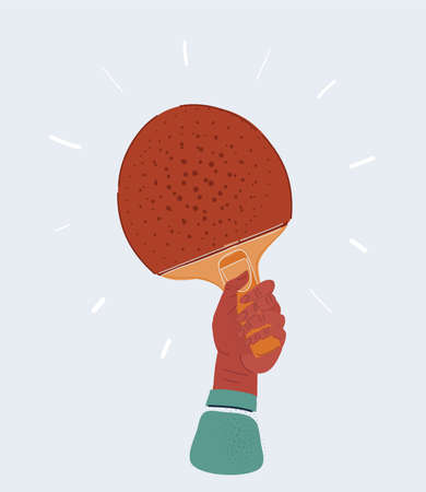 Vector illustration of Red table tennis racket in the hand on white background.のイラスト素材