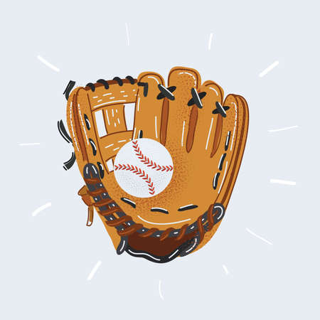 Vector illustration of Baseball glove and ball isolated on white.のイラスト素材