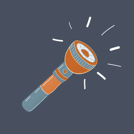 Vector illustration of flashlight on dark background.のイラスト素材