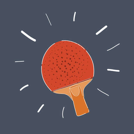 illustration of human hand hold Racket for playing table tennis. Illustration on dark backgroundのイラスト素材