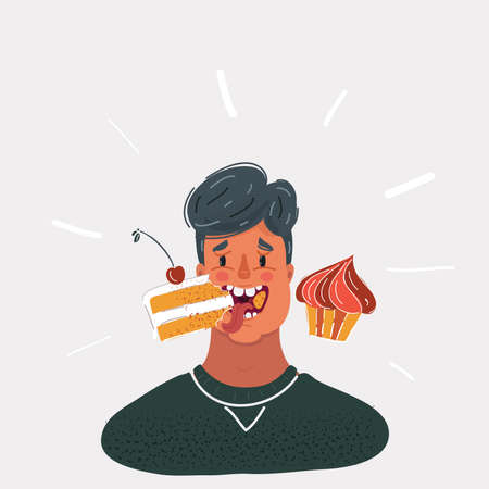 Vector illustration of Man Eating Cakesのイラスト素材
