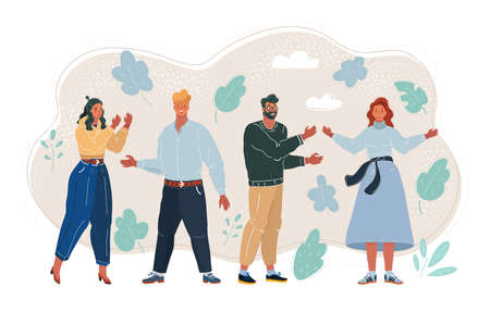 Vector illustration of people. Full growth man and woman.のイラスト素材