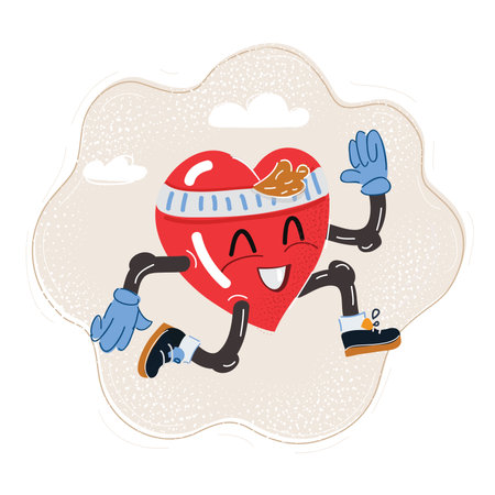 Vector illustration of Running Heart character. Soprty percon.のイラスト素材