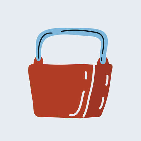 Vector illustration of plastic bucket for cleaning on white backround.のイラスト素材