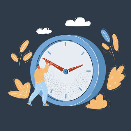 Vector illustration of Two businessman are trying to slow the timeのイラスト素材