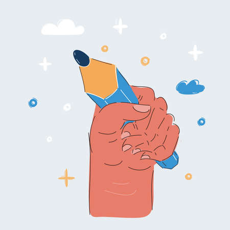 Vector illustration of hand hold Pencilのイラスト素材