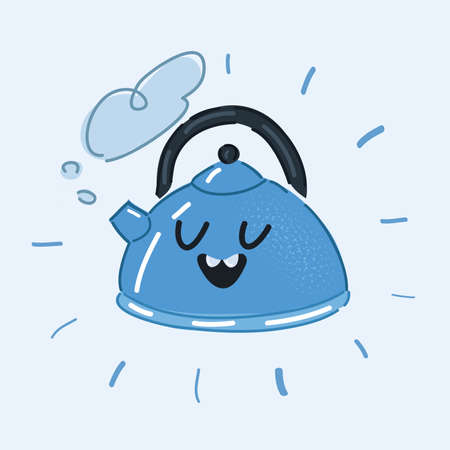 Vector illustration of Teapot with funny face isolated on whiteのイラスト素材