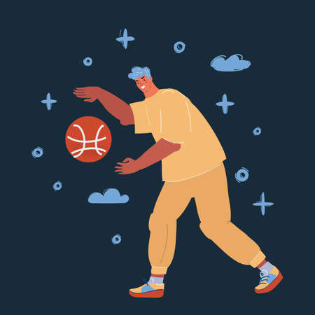 Vector illustration of Basketball Man on dark backround.のイラスト素材