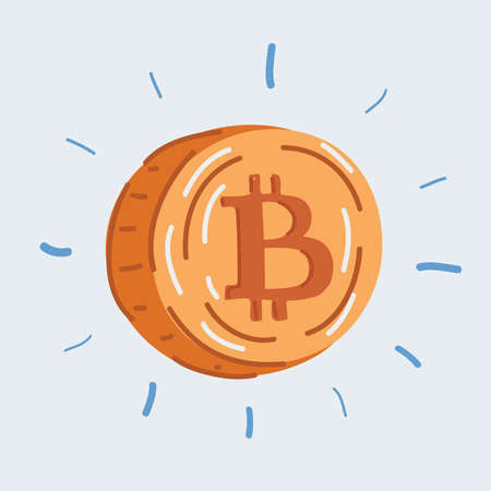 Vector illustration of coin into one Bitcoin cryptocurrency.のイラスト素材