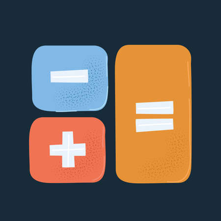 Vector illustration of calculator buttons over dark bakcorund.のイラスト素材