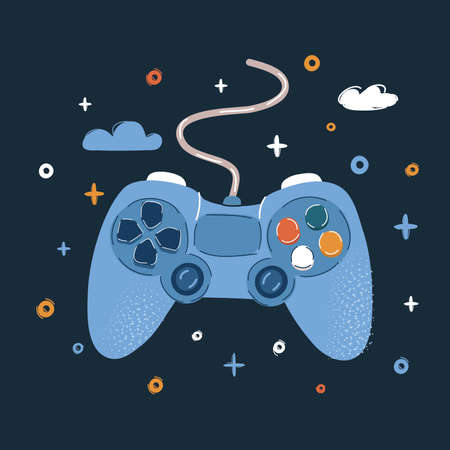 Vector illustration of game-pad over dark backround.のイラスト素材