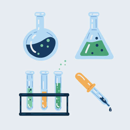 Vector illustration of Tubes for tests vessels, laboratory equipment on white backround.のイラスト素材