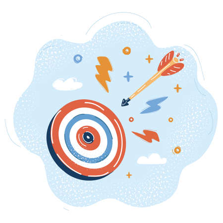 Vector illustration of archery arrow flying toward targetのイラスト素材