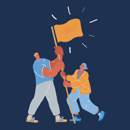 Vector illustration of people with flagsのイラスト素材