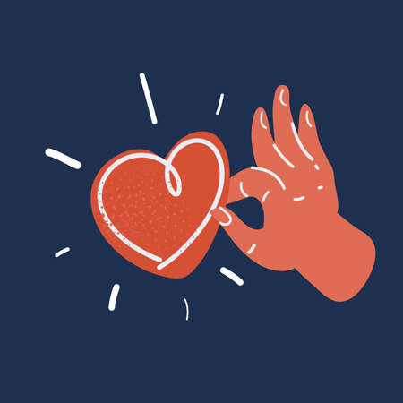 Vector illustration of Hands with heart, likeのイラスト素材