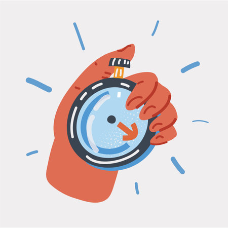 Vector illustration of stopwatch in human hand isolatedのイラスト素材