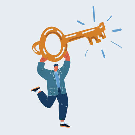 Vector illustration of Confident man showing he has got big key.のイラスト素材