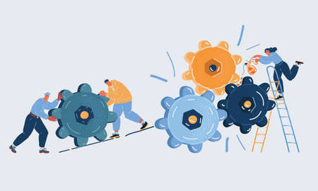 Vector illustration of gears, team work.のイラスト素材