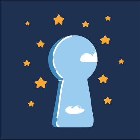 Vector illustration of Keyhole over dark background.のイラスト素材