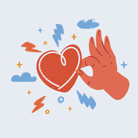 Vector illustration of hand with heart icon. Like and sympathy concept.のイラスト素材