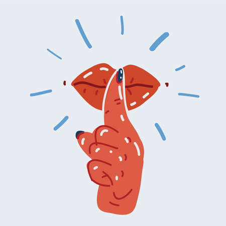 Vector illustration of shhhhh - keep silence symbol. Female lips and forefingerのイラスト素材